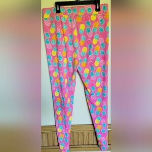 Simply Southern Plus Size Women's Pink Pineapple Leggings Size XL - 3X